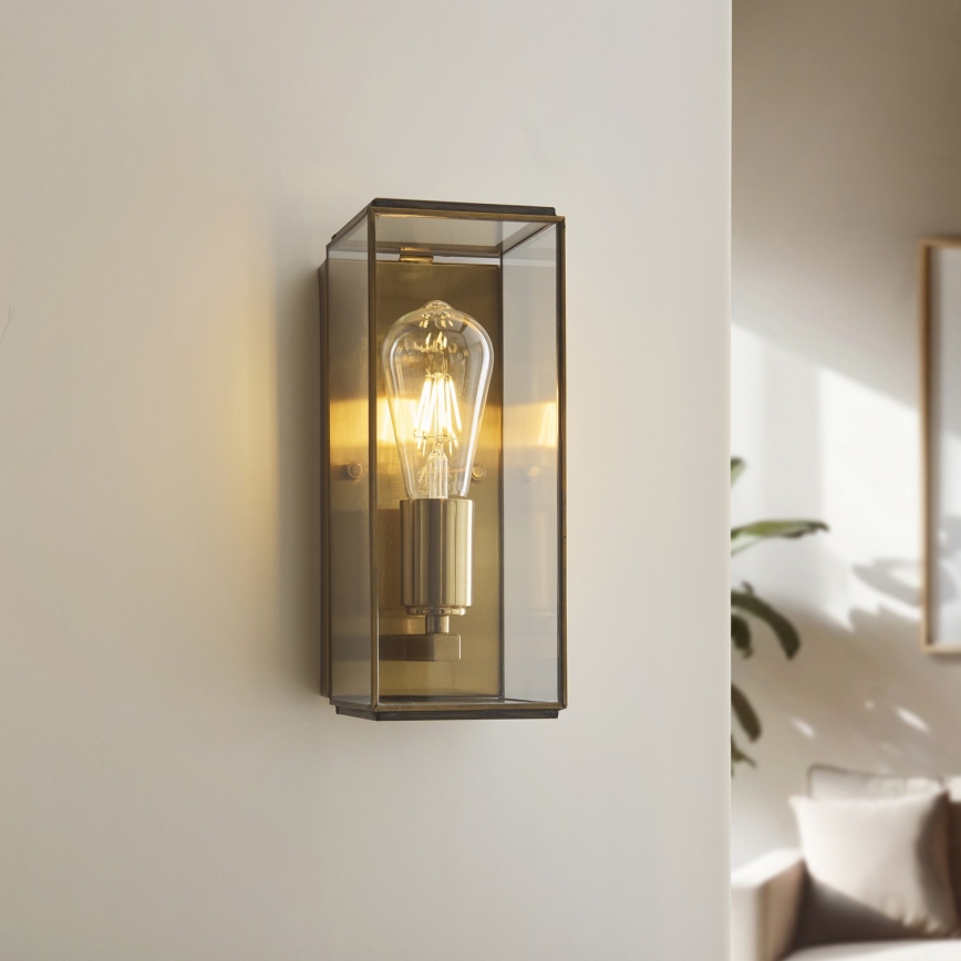 Endon 119144 - Aplique de pared HAMMOND 1xE27/10W/230V latón