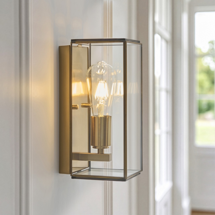 Endon 119144 - Aplique de pared HAMMOND 1xE27/10W/230V latón