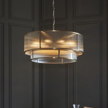 Endon 119456 - Lámpara colgante con cadena RIDGETON 8xE14/7W/230V acabado cromado mate