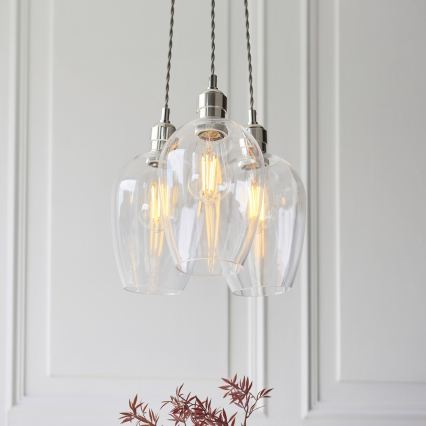 Endon 120644 - Lámpara colgante con cable 3xE27/10W/230V acabado cromado brillante