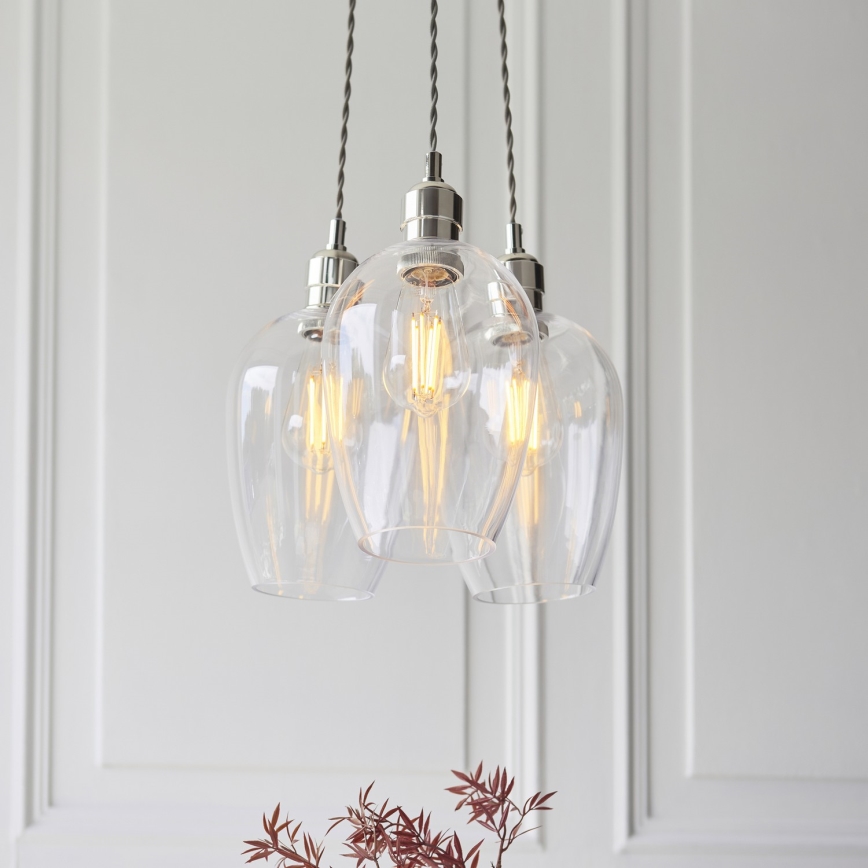 Endon 120644 - Lámpara colgante con cable 3xE27/10W/230V acabado cromado brillante
