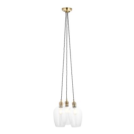 Endon 120648 - Lámpara colgante con cable 3xE27/10W/230V, acabado en latón