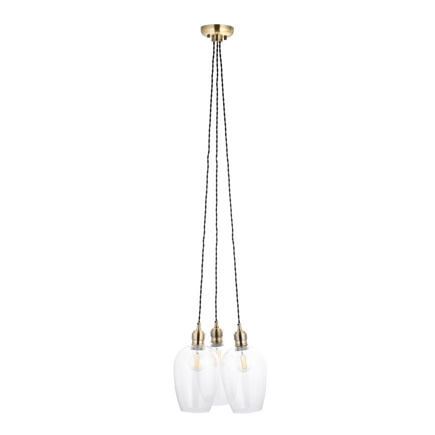 Endon 120648 - Lámpara colgante con cable 3xE27/10W/230V, acabado en latón
