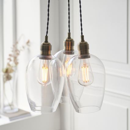 Endon 120648 - Lámpara colgante con cable 3xE27/10W/230V, acabado en latón