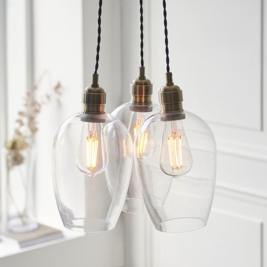 Endon 120648 - Lámpara colgante con cable 3xE27/10W/230V, acabado en latón
