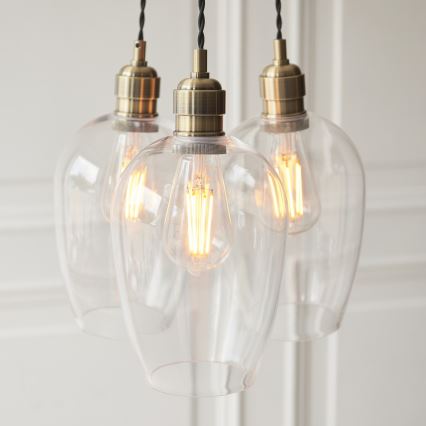 Endon 120648 - Lámpara colgante con cable 3xE27/10W/230V, acabado en latón