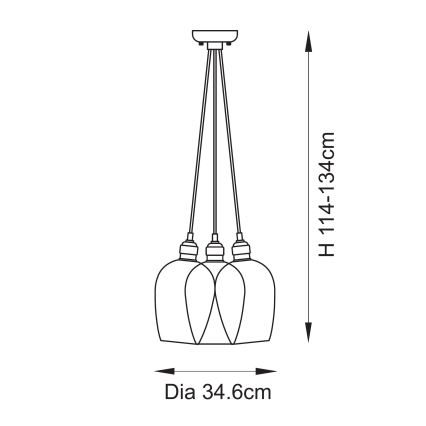 Endon 120648 - Lámpara colgante con cable 3xE27/10W/230V, acabado en latón