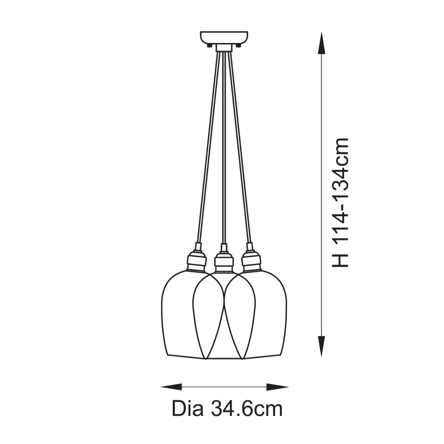 Endon 120648 - Lámpara colgante con cable 3xE27/10W/230V, acabado en latón