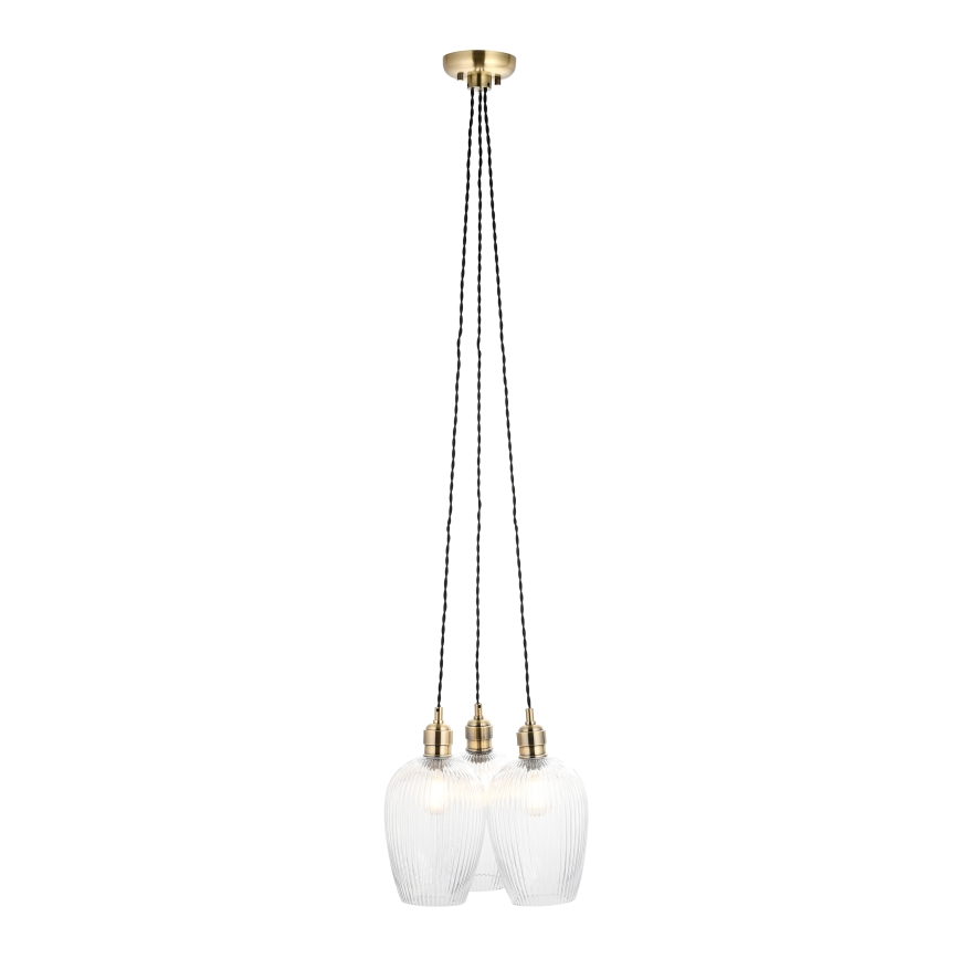 Endon 120656 - Lámpara colgante con cable 3xE27/10W/230V latón