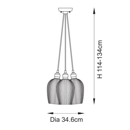 Endon 120656 - Lámpara colgante con cable 3xE27/10W/230V latón