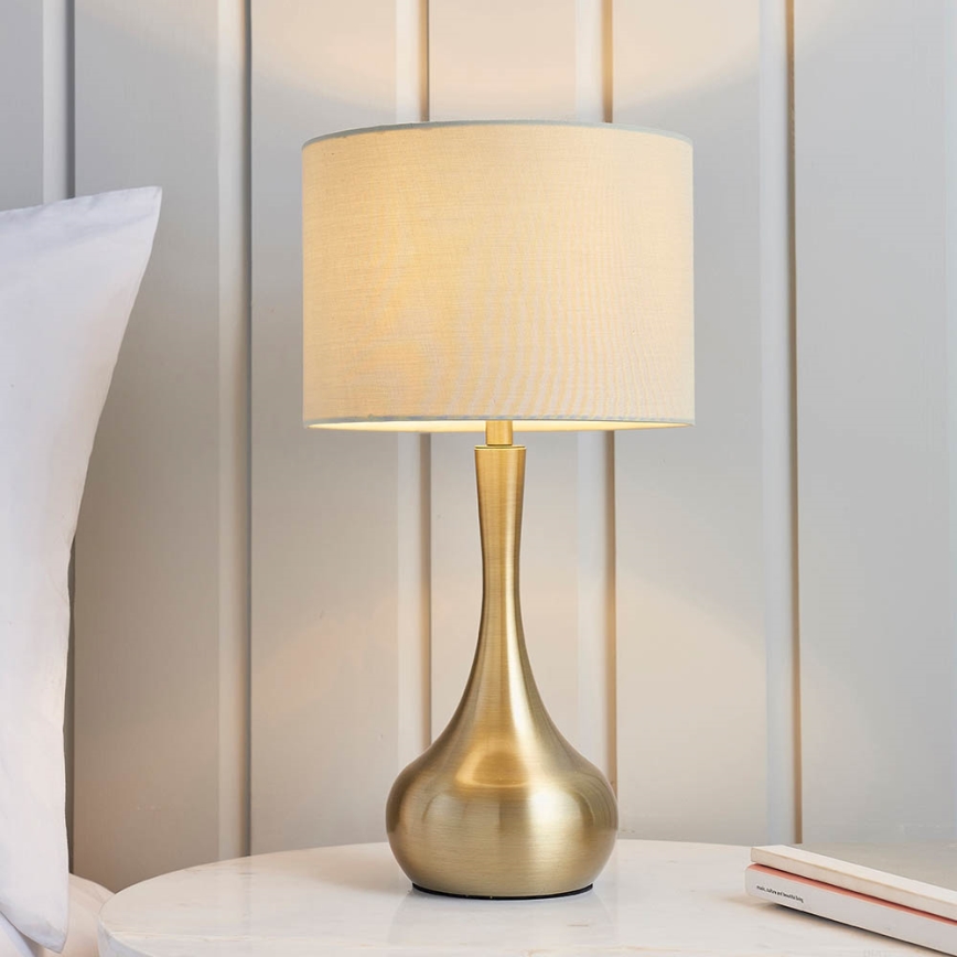 Endon 61191 - Lámpara de mesa regulable PICCADILLY 1xE14/40W/230V latón/beige