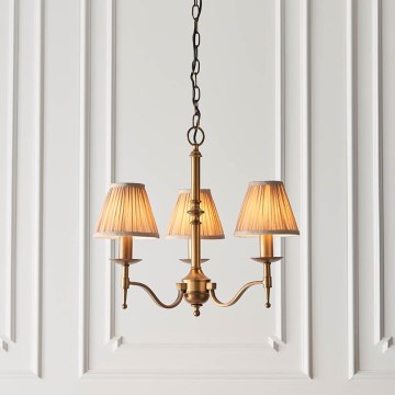 Endon 63628 - Lámpara colgante con cadena STANFORD 3xE14/40W/230V latón/beige