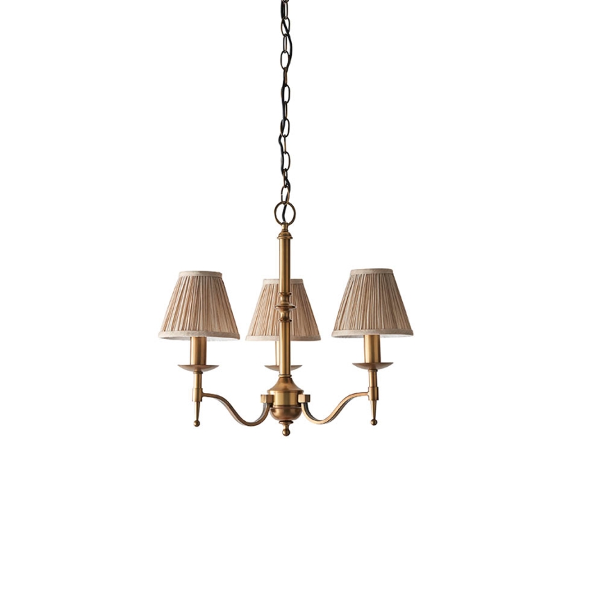 Endon 63628 - Lámpara colgante con cadena STANFORD 3xE14/40W/230V latón/beige
