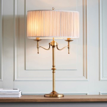 Endon 63648 - Lámpara de mesa STANFORD 2xE14/40W/230V latón/beige