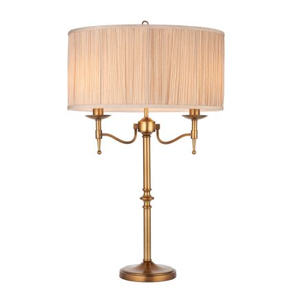 Endon 63648 - Lámpara de mesa STANFORD 2xE14/40W/230V latón/beige