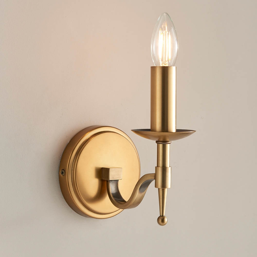Endon 63653 - Aplique de pared STANFORD 1xE14/40W/230V latón/beige