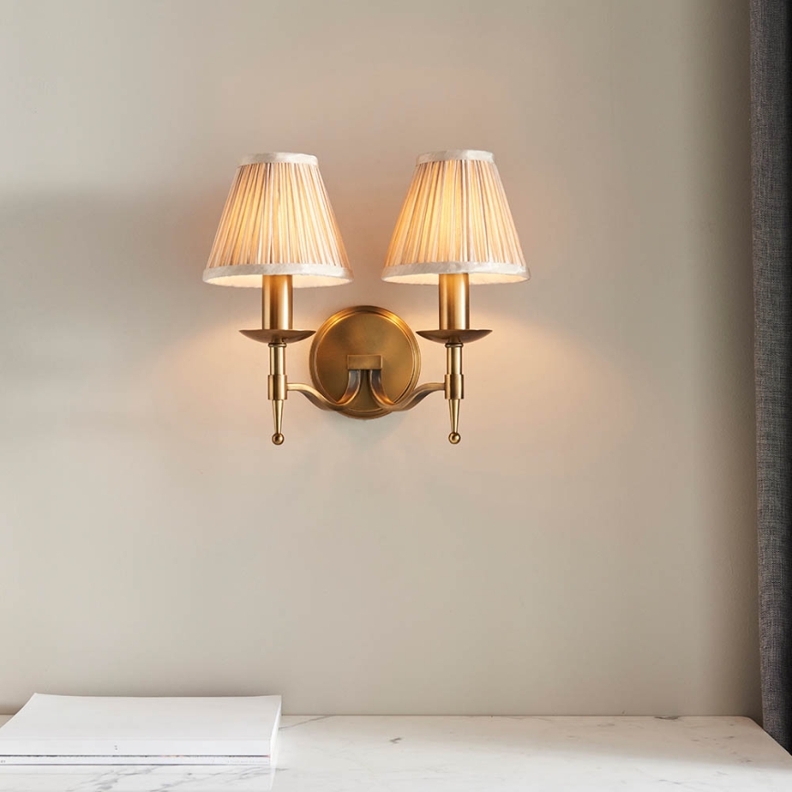 Endon 63654 - Aplique de pared STANFORD 2xE14/40W/230V latón/beige