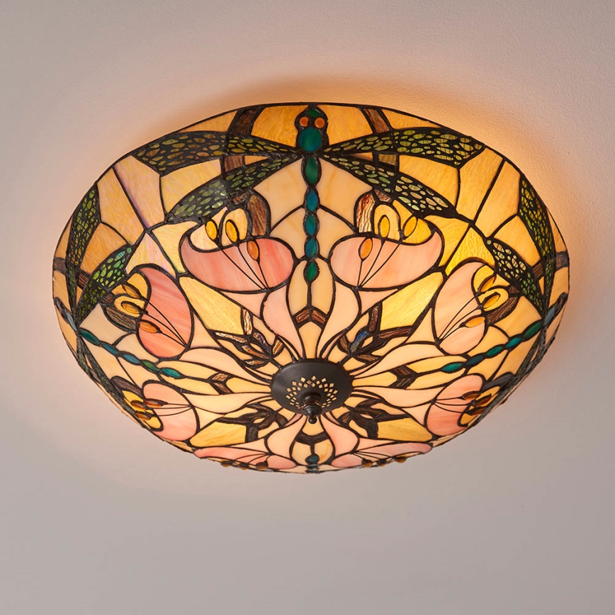 Endon 63922 - Lámpara de techo Tiffany ASHTON 2xE27/60W/230V Ø 45 cm