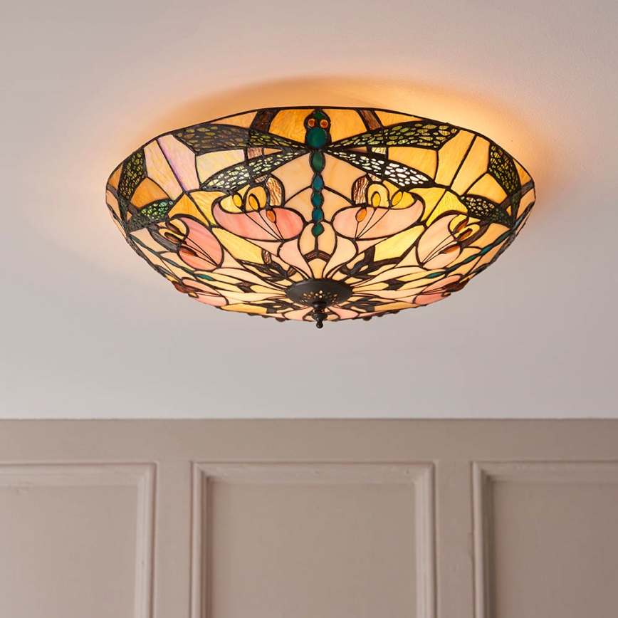 Endon 63922 - Lámpara de techo Tiffany ASHTON 2xE27/60W/230V Ø 45 cm