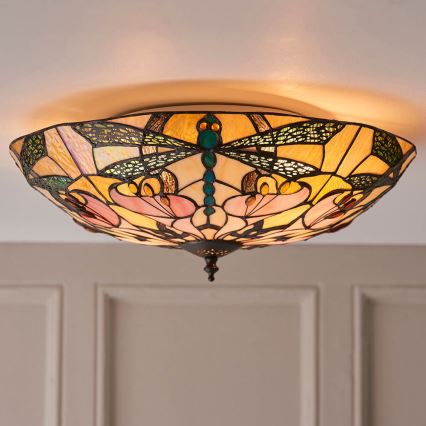 Endon 63922 - Lámpara de techo Tiffany ASHTON 2xE27/60W/230V Ø 45 cm