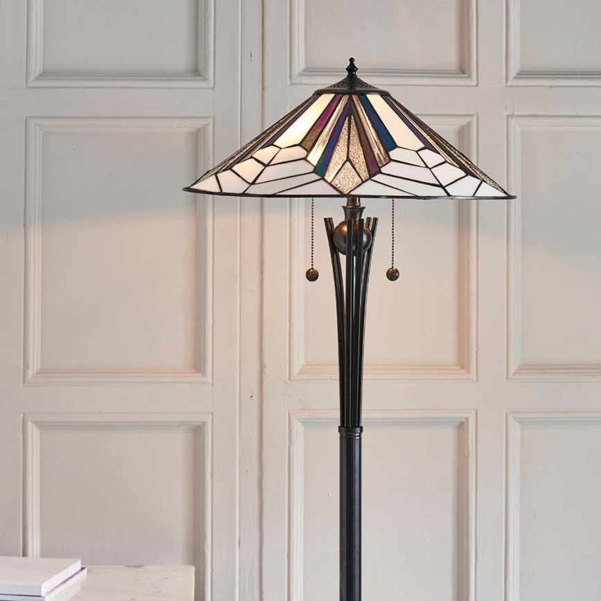 Endon 63934 - Lámpara de pie Tiffany ASTORIA 2xE27/60W/230V diámetro 48 cm