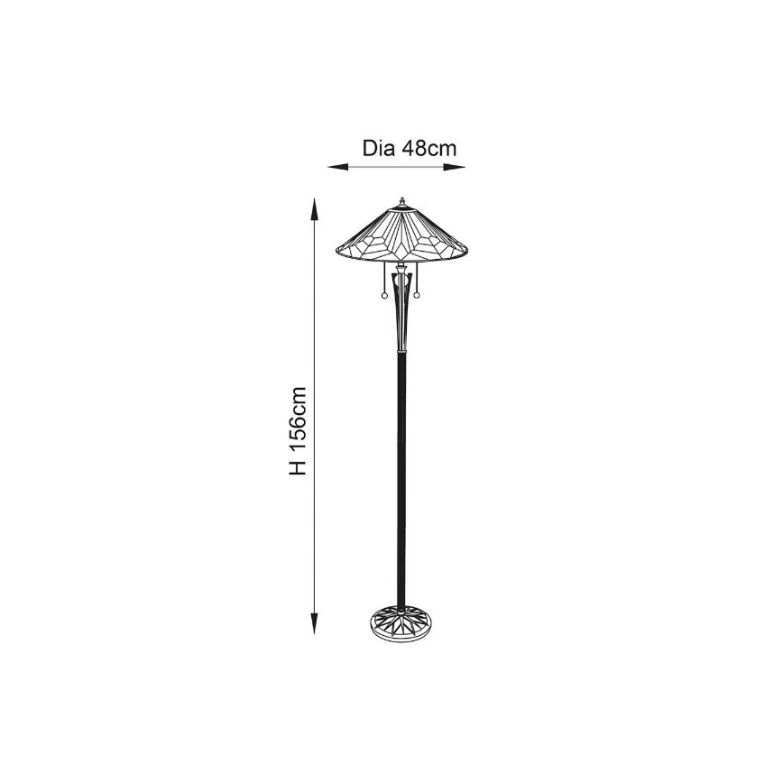 Endon 63934 - Lámpara de pie Tiffany ASTORIA 2xE27/60W/230V diámetro 48 cm