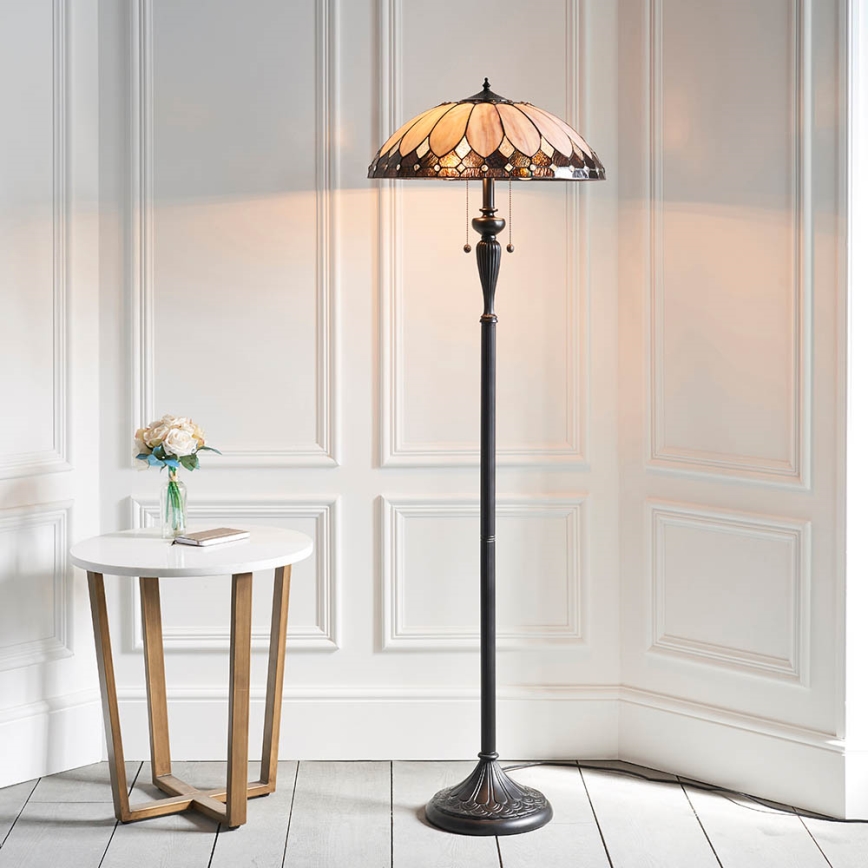 Endon 63972 - Lámpara de pie Tiffany BROOKLYN 2xE27/60W/230V Ø 50 cm