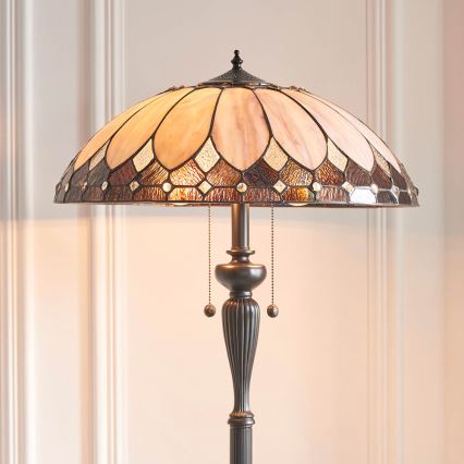Endon 63972 - Lámpara de pie Tiffany BROOKLYN 2xE27/60W/230V Ø 50 cm