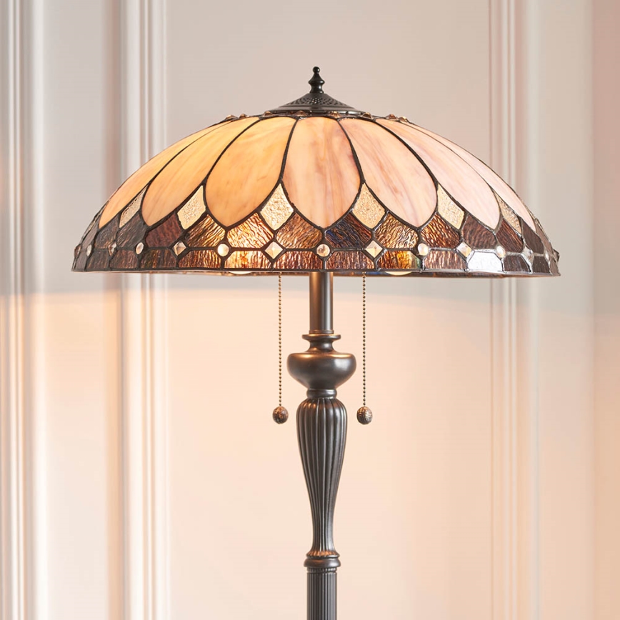 Endon 63972 - Lámpara de pie Tiffany BROOKLYN 2xE27/60W/230V Ø 50 cm