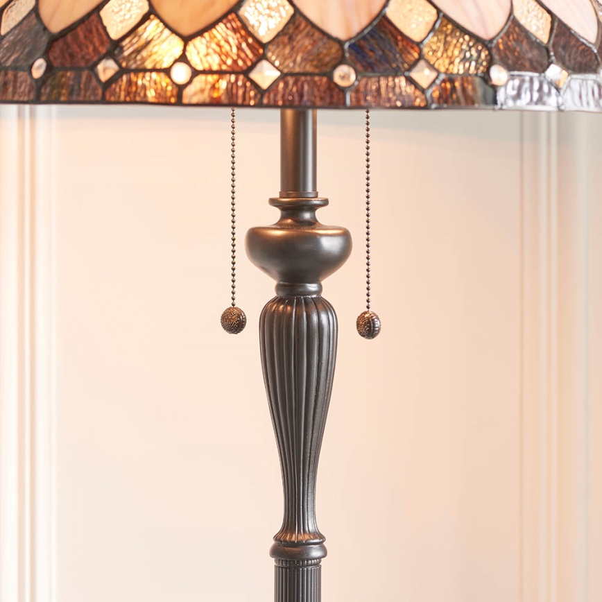 Endon 63972 - Lámpara de pie Tiffany BROOKLYN 2xE27/60W/230V Ø 50 cm