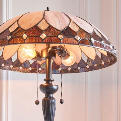 Endon 63972 - Lámpara de pie Tiffany BROOKLYN 2xE27/60W/230V Ø 50 cm