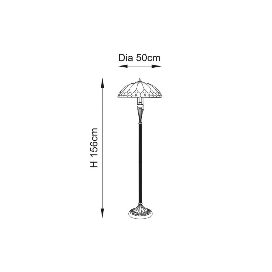 Endon 63972 - Lámpara de pie Tiffany BROOKLYN 2xE27/60W/230V Ø 50 cm