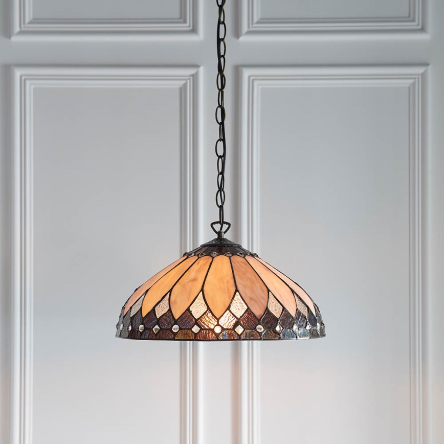 Endon 63977 - Lámpara colgante con cadena Tiffany BROOKLYN 1xE27/60W/230V Ø 40 cm