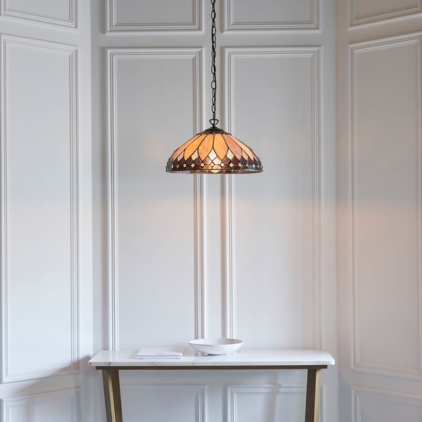 Endon 63977 - Lámpara colgante con cadena Tiffany BROOKLYN 1xE27/60W/230V Ø 40 cm