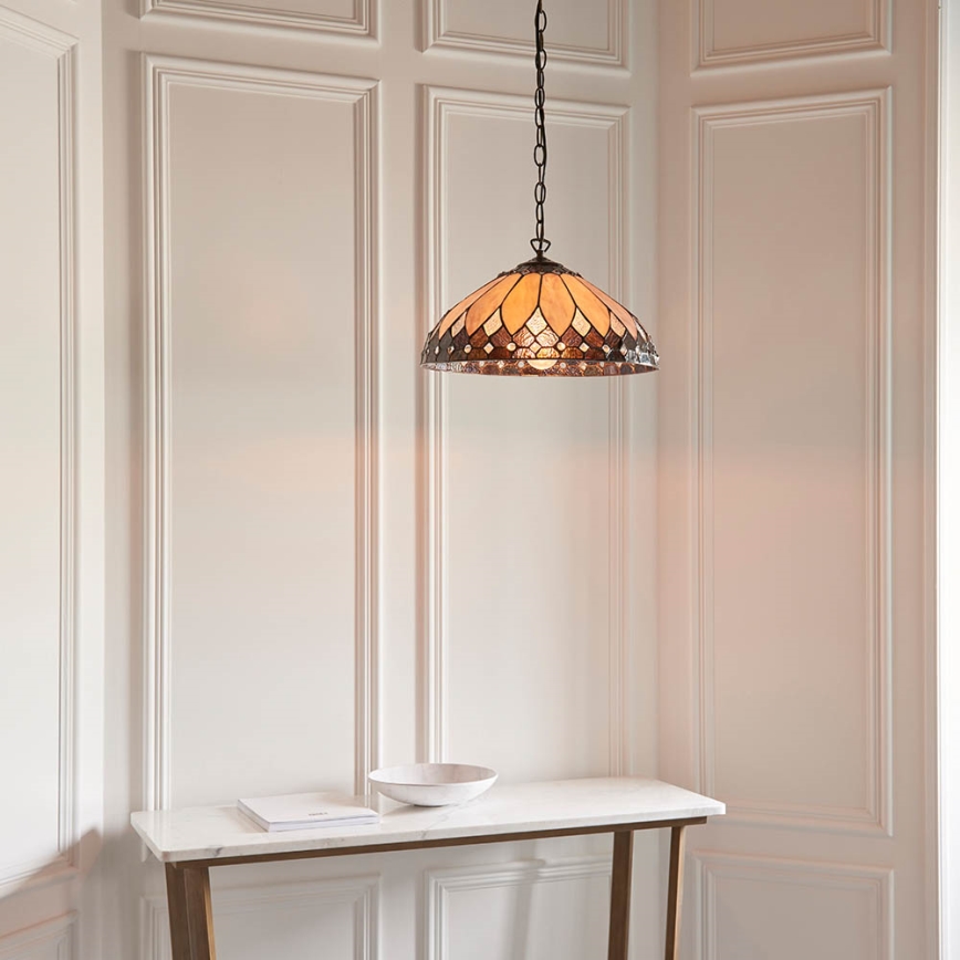 Endon 63977 - Lámpara colgante con cadena Tiffany BROOKLYN 1xE27/60W/230V Ø 40 cm