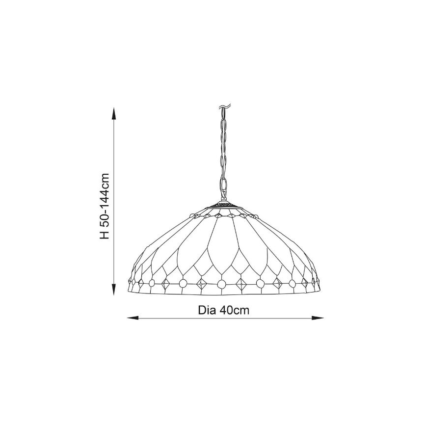 Endon 63977 - Lámpara colgante con cadena Tiffany BROOKLYN 1xE27/60W/230V Ø 40 cm