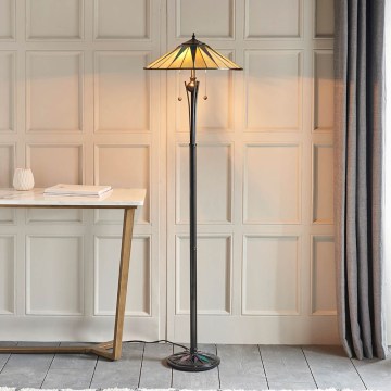 Endon 64041 - Lámpara de pie Tiffany DARK STAR 2xE27/60W/230V Ø 49 cm