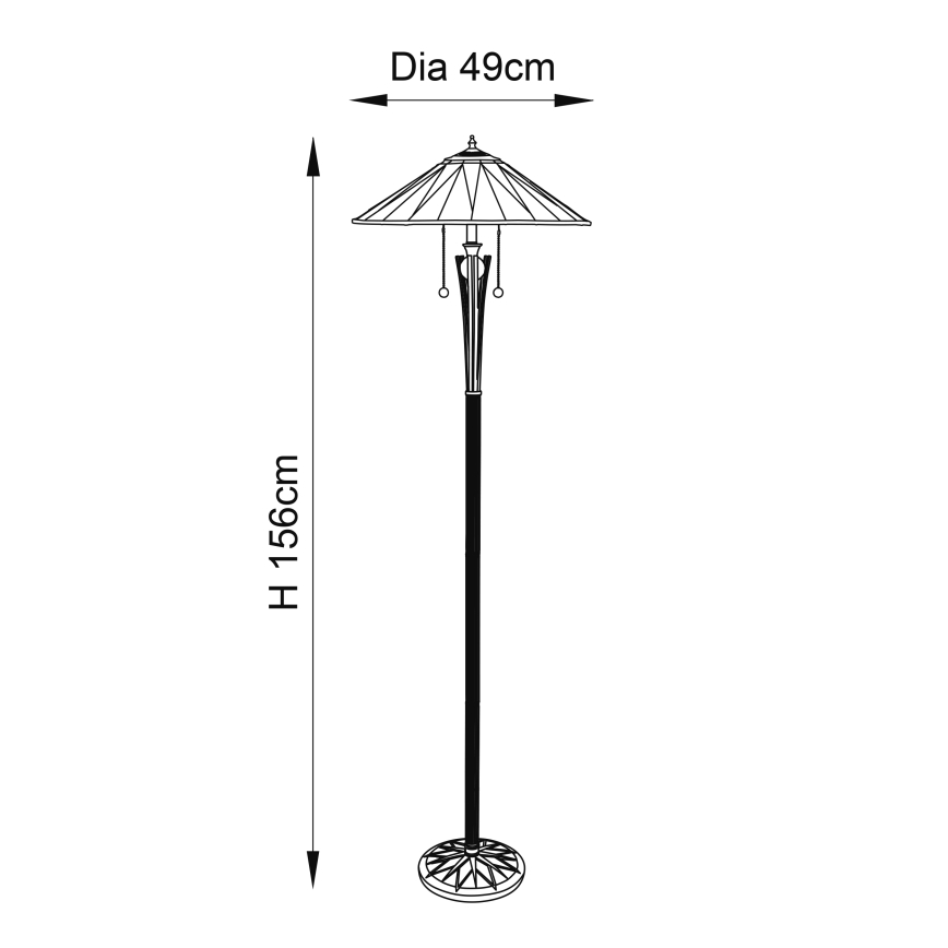 Endon 64041 - Lámpara de pie Tiffany DARK STAR 2xE27/60W/230V Ø 49 cm