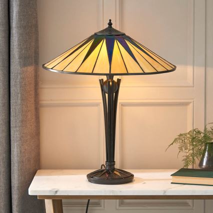 Endon 64045 - Lámpara de mesa Tiffany DARK STAR 2xE27/60W/230V, diámetro 49 cm