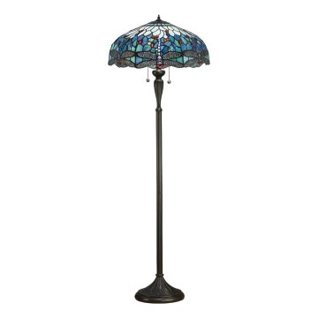 Endon 64069 - Lámpara de pie Tiffany DRAGONFLY 2xE27/60W/230V Ø 50 cm
