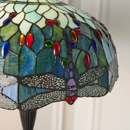 Endon 64069 - Lámpara de pie Tiffany DRAGONFLY 2xE27/60W/230V Ø 50 cm