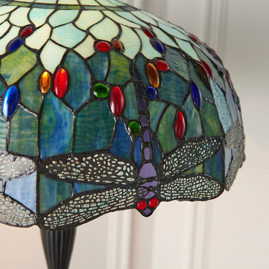 Endon 64069 - Lámpara de pie Tiffany DRAGONFLY 2xE27/60W/230V Ø 50 cm