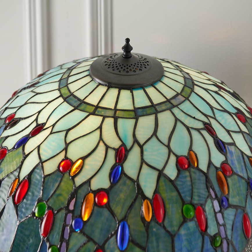 Endon 64069 - Lámpara de pie Tiffany DRAGONFLY 2xE27/60W/230V Ø 50 cm