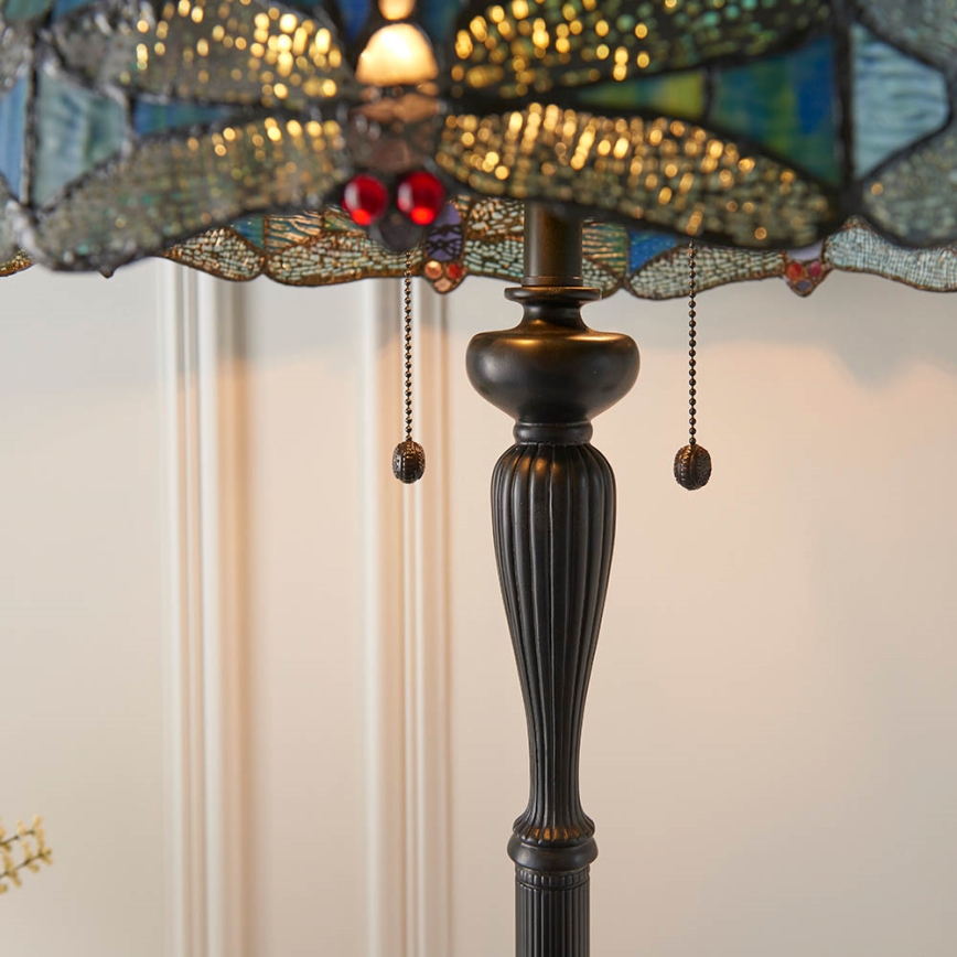 Endon 64069 - Lámpara de pie Tiffany DRAGONFLY 2xE27/60W/230V Ø 50 cm