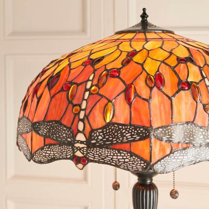 Endon 64070 - Lámpara de pie Tiffany DRAGONFLY 2xE27/60W/230V Ø 50 cm