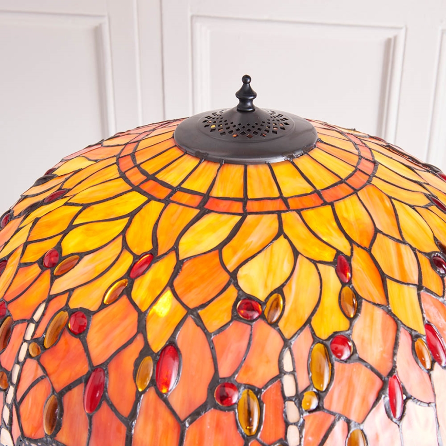 Endon 64070 - Lámpara de pie Tiffany DRAGONFLY 2xE27/60W/230V Ø 50 cm