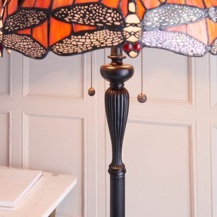 Endon 64070 - Lámpara de pie Tiffany DRAGONFLY 2xE27/60W/230V Ø 50 cm
