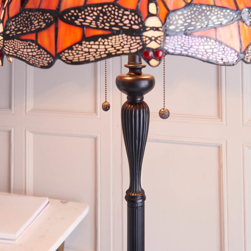 Endon 64070 - Lámpara de pie Tiffany DRAGONFLY 2xE27/60W/230V Ø 50 cm