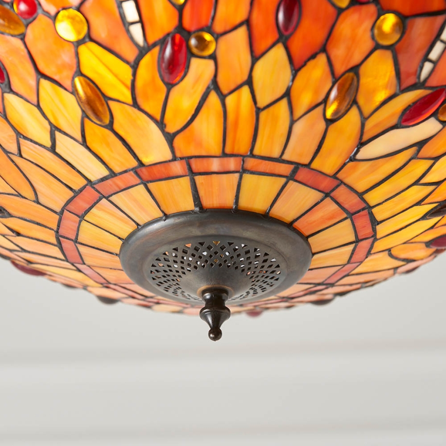 Endon 64076 - Lámpara colgante con cadena Tiffany DRAGONFLY 3xE27/60W/230V Ø 41 cm