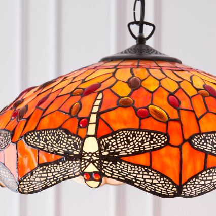 Endon 64081 - Lámpara colgante Tiffany DRAGONFLY con cadena 3xE27/60W/230V Ø 41 cm